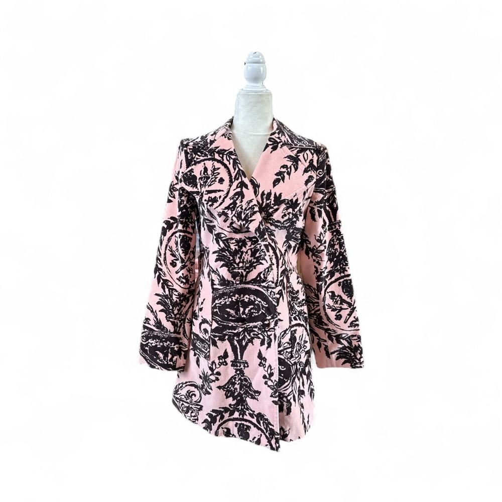 Odille for Anthropologie Women’s Elegant Pink and Black Velvet coat Size 8